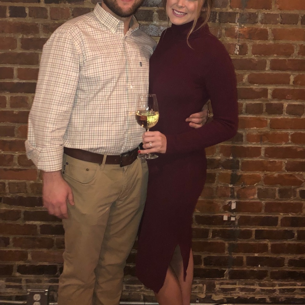 Lulu’s Burgundy midi sweater dress